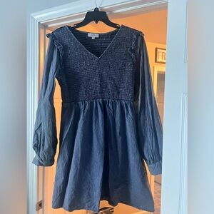 Chambray dress with smocked top and ruffle sleeve detail New withOUT